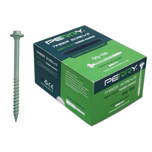 200mm Hex Head Timber Screws – Organic Green (Box of 100) 200mm Hex Head Timber Screws – Organic Green (Box of 100)